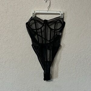 NWTS CASA B MidnightSiren Y2K Baddie Goth GlamSheer Mesh Corset Bodysuit Size L